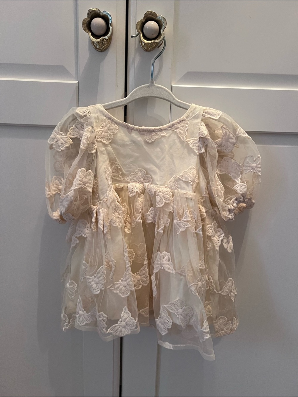 Noralee Luna Lace Puff-Sleeve Blouse sz 6 mo